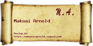 Maksai Arnold névjegykártya